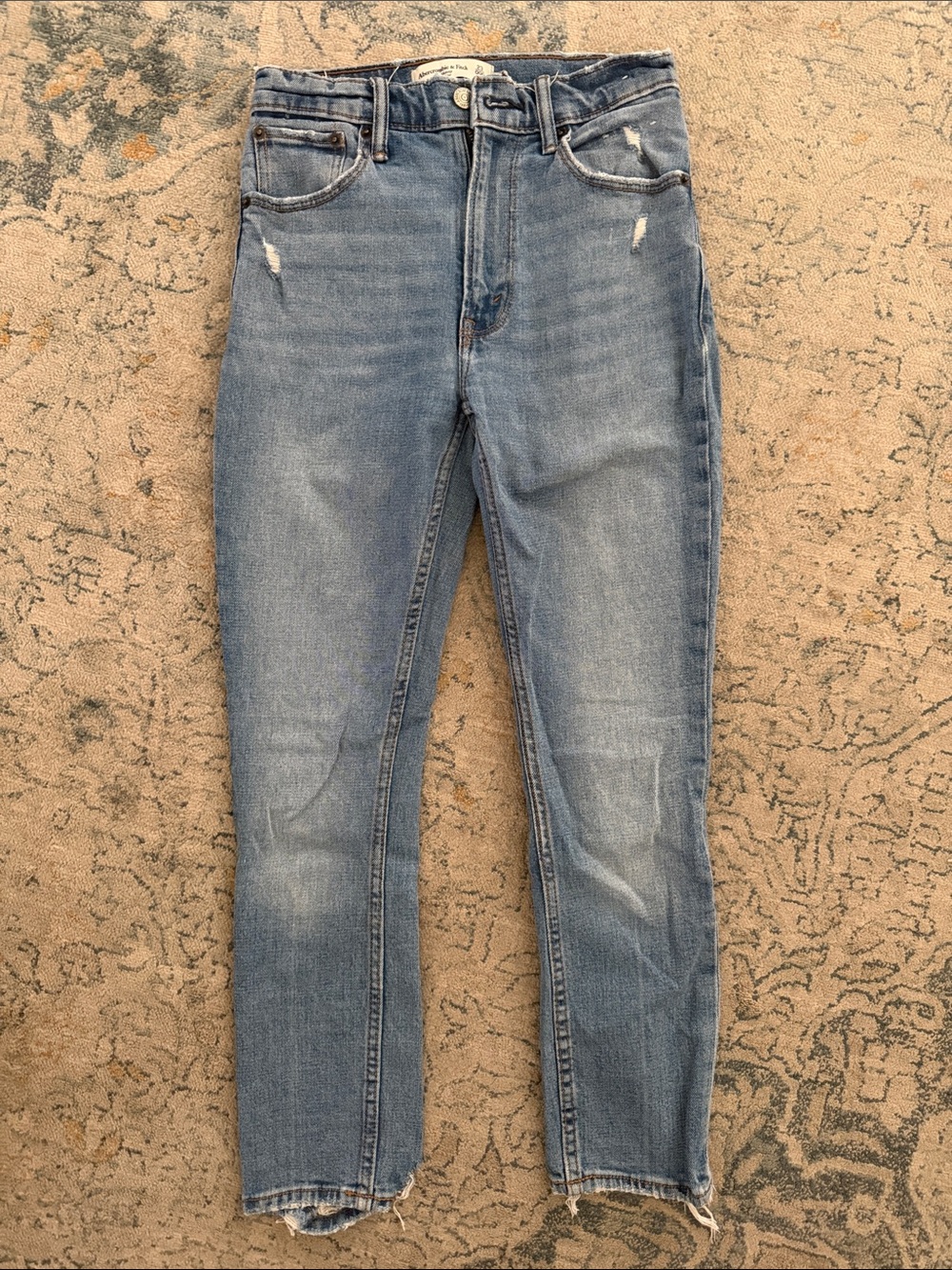 Abercrombie & Fitch Light Blue Skinny Jeans with Raw Hem